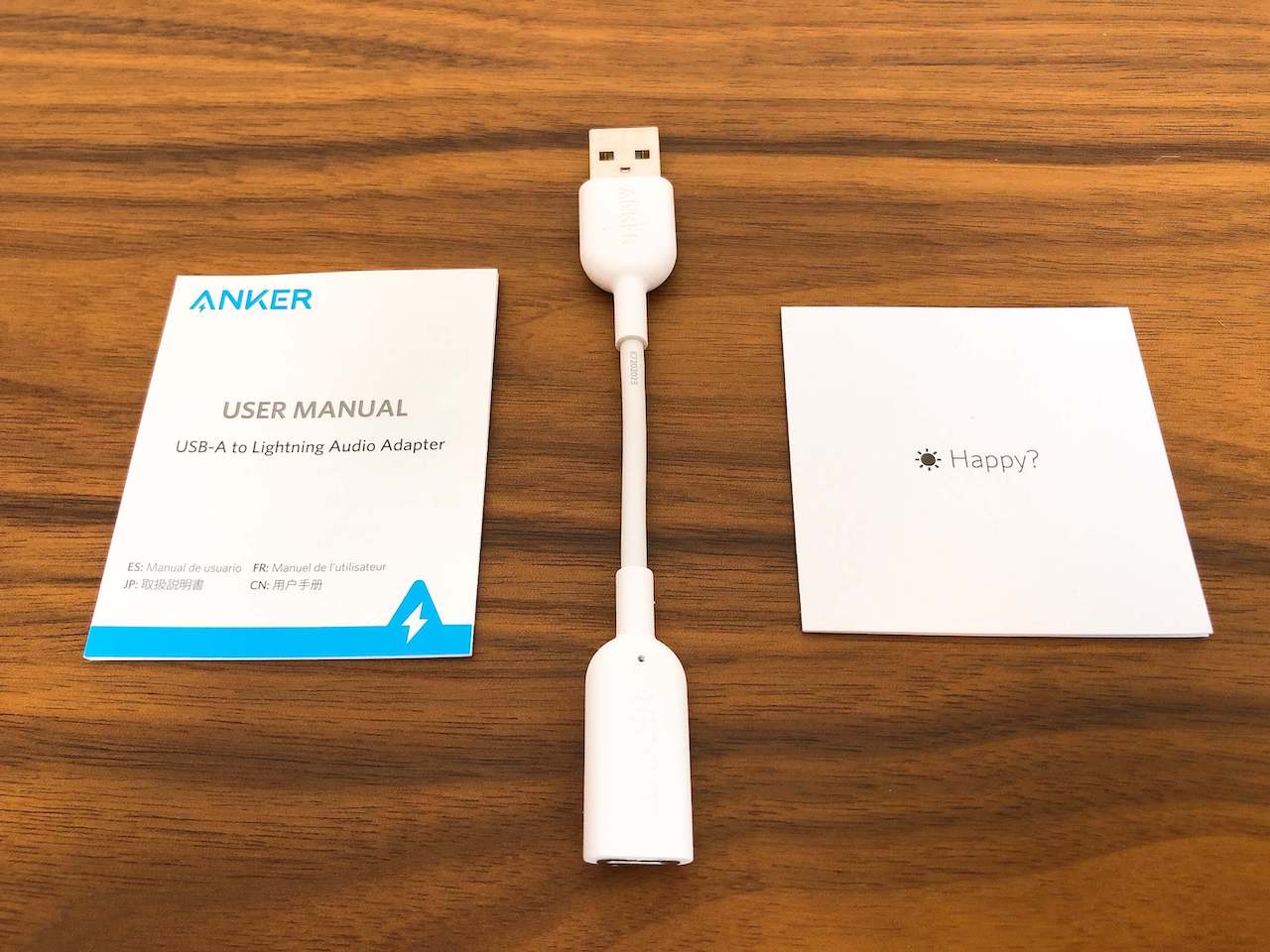 Anker（アンカー）の「USB to Lightning オーディオアダプター」の写真です。